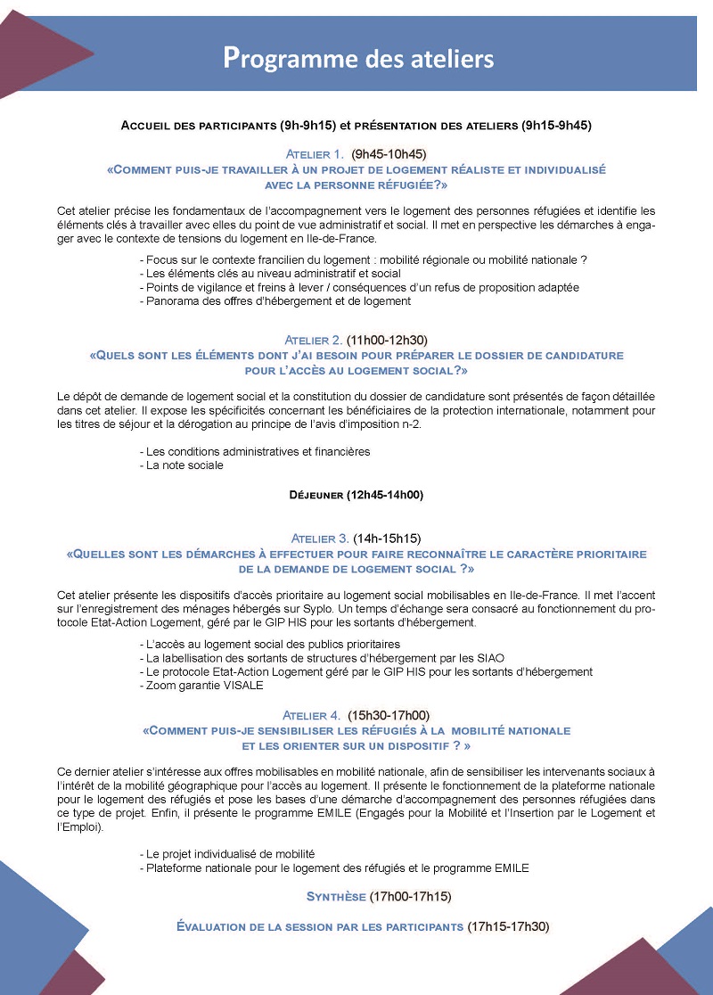 Programme ateliers logement des réfugiés Page 2