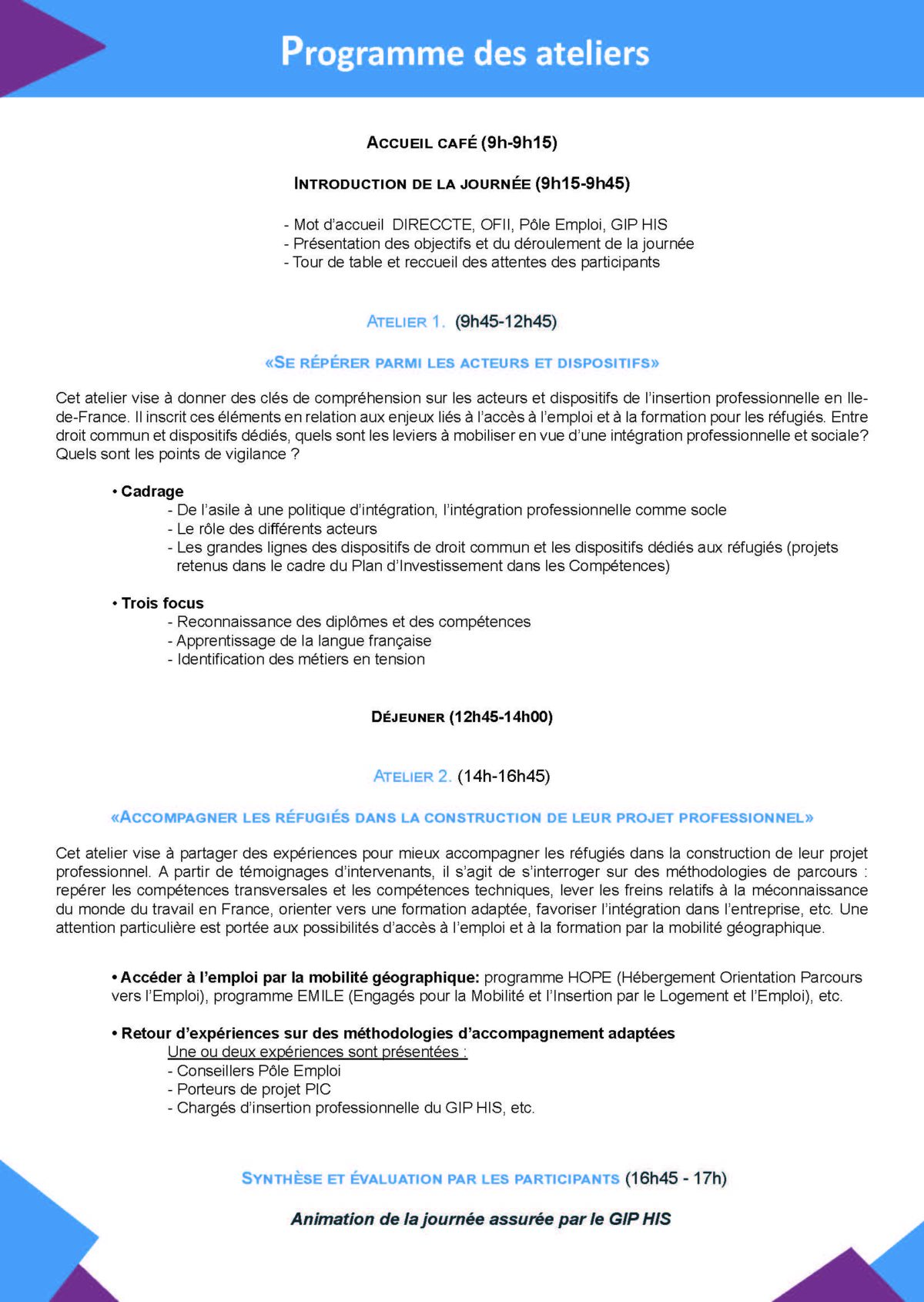 Atelier Préparer et réussir laccès à lemploi des réfugiés programmeSiteI Page 2