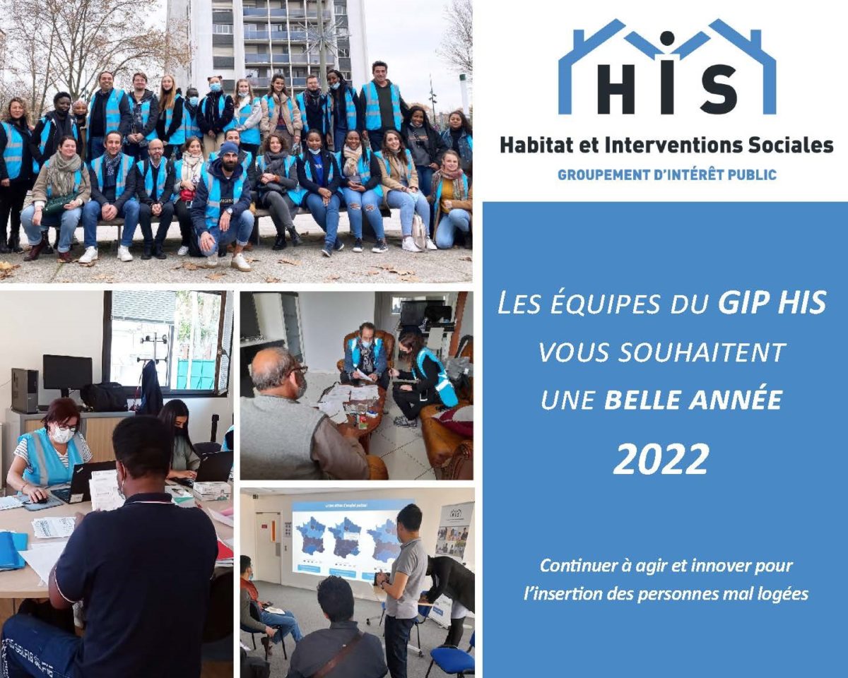 Philippe Crouzet, président du GIP Habitat et Interventions Sociales, Juliette Laganier, Directrice Générale et les équipes du GIP HIS vous adressent leurs meilleurs vœux pour 2022.